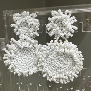 White Beaded Floral Drop Earrings